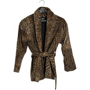 The Kooples Leopard Tiger Mix Print Teddy Jacket
